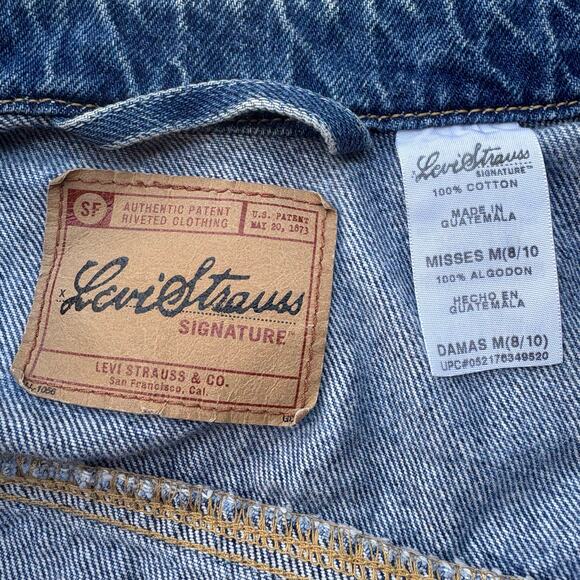 VTG Levi Strauss Denim Vest Sz Misses M 8-10 100% cotton Med Wash Y2K Western - Picture 6 of 11